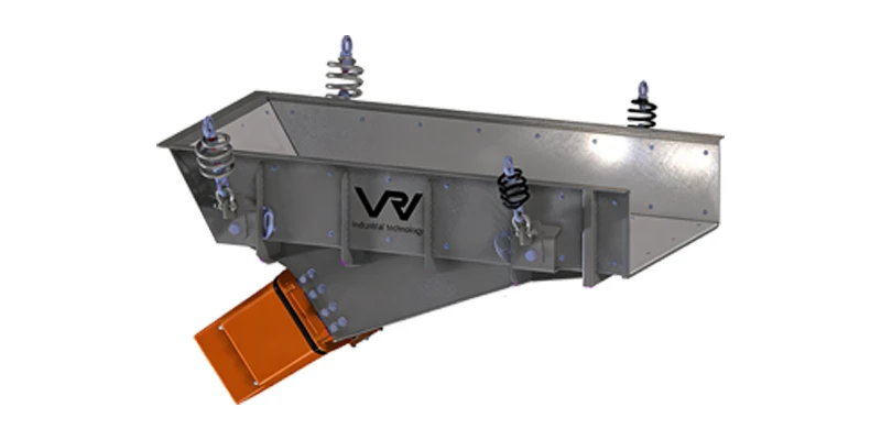 Trough type electromagnetic vibrating feeder for precision material dosing and feeding